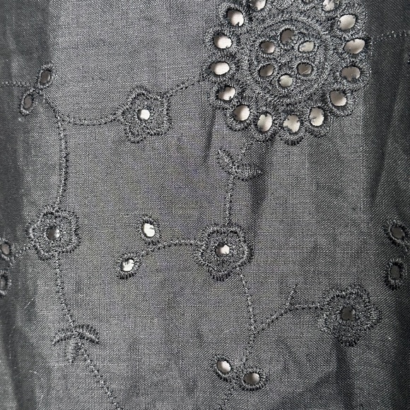 Vintage NWT St.Tropez West Black Cotton Eyelet With Blush Lining sz14 Midi Skirt - Picture 5 of 9